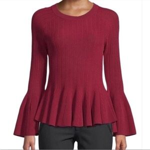 Jonathan Simkhai Peplum Bell Sleeve Sweater in Red Women’s Size X-Small